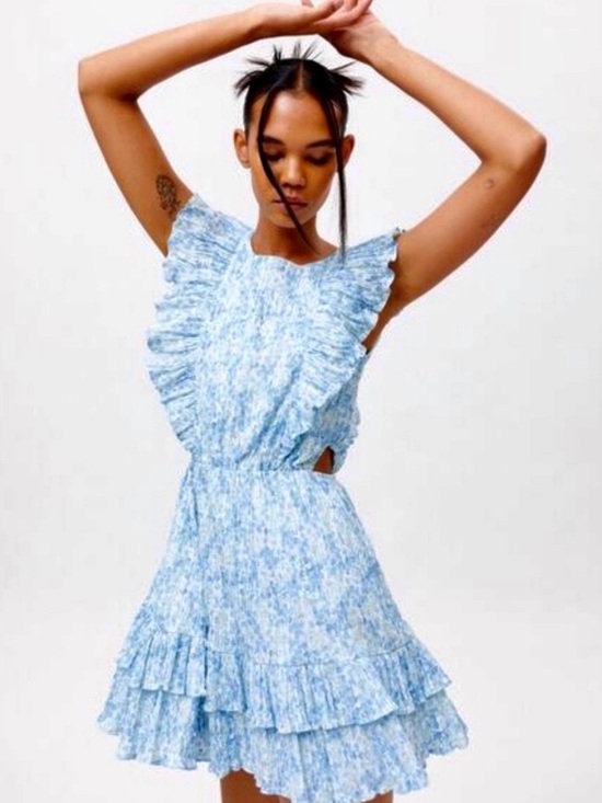 MINKPINK Dresses & Skirts - Minkpink, Light Blue Floral Ruffled Sundress, Sz L